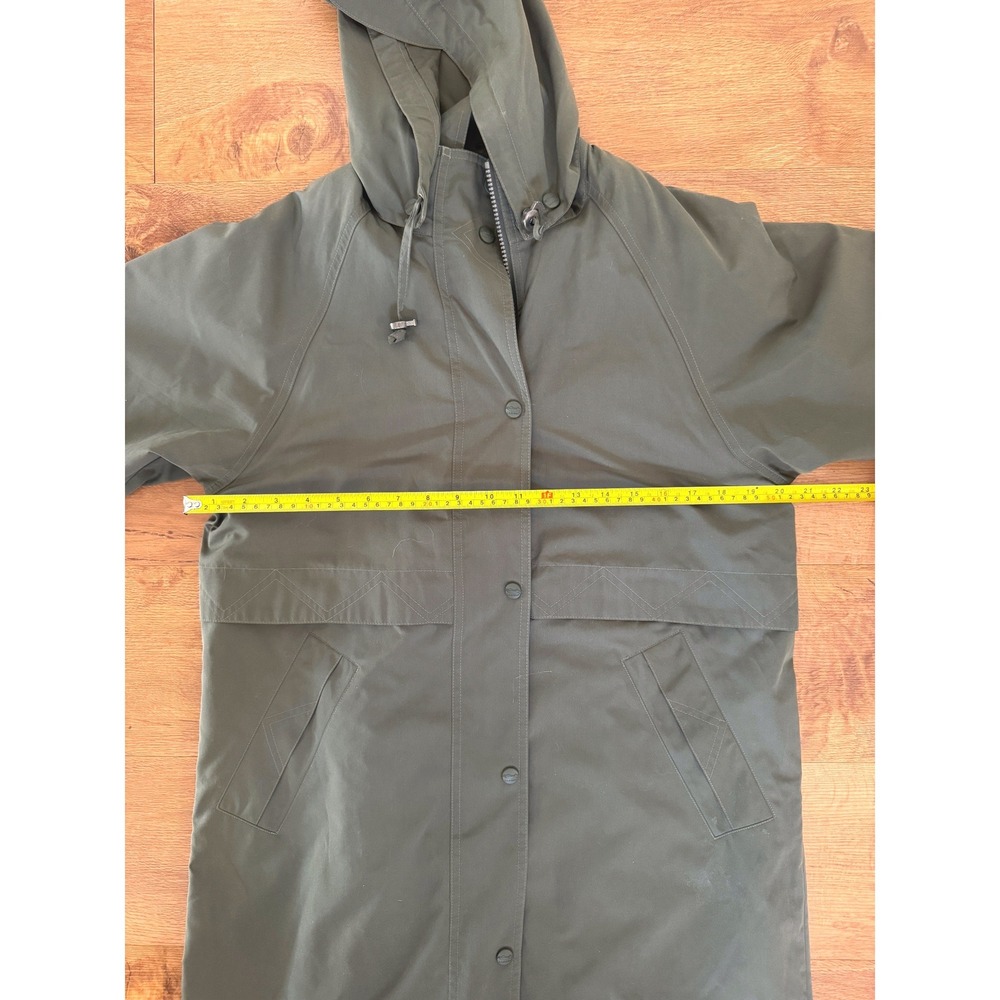 LL Bean Womens Petite Small Long Hooded Rain Trench Coat Olive Green OHJ63 - Picture 4 of 16